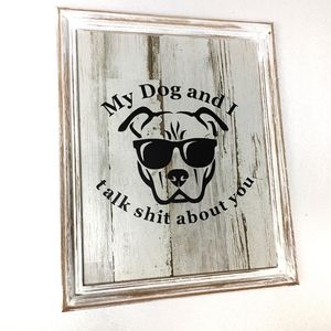 HANDMADE (2/$30) Antique Frame Pit Bull Dog Quote